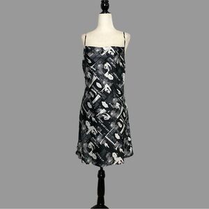 ❤️ M ❤️ NWT Twik Dress Simons Draped Printed Pattern Satin Sleeveless